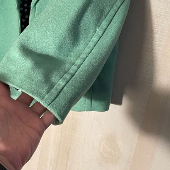 CABi green wool‎ jacket blazer with navy polka dot lining, size medium - Picture 15 of 15